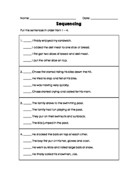 Sequencing Worksheet by Miss Close | Teachers Pay Teachers