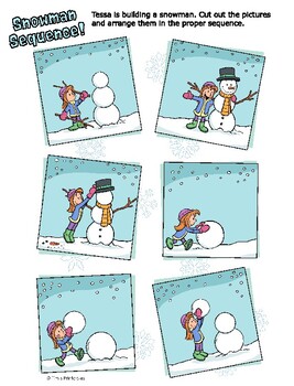Sequencing Worksheet - Build a Snowman Sequence Activity by Tim's