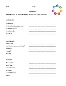 Preview of Sequencing Worksheet with Answer Key