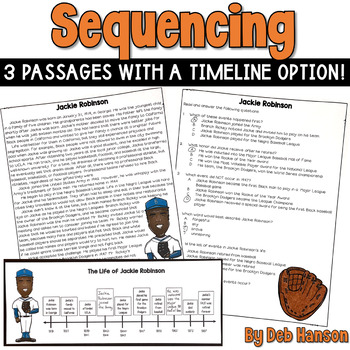 Preview of Sequencing Worksheets and Timeline Activity: 3 Practice Passages and Craftivity