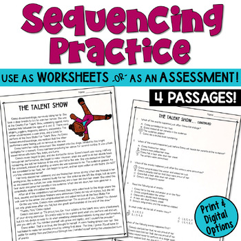 Sequencing Worksheets with Reading Comprehension Passages by Deb Hanson
