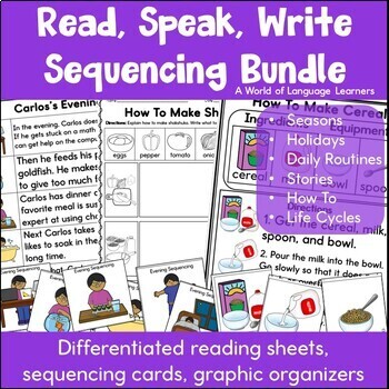 Preview of Sequencing and Retelling Bundle | Read, Speak, Write Practice Activities