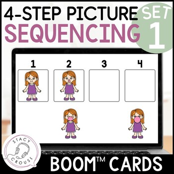 Preview of Sequencing Activities Speech Therapy BOOM™ CARDS 4 Step Picture Sequences Set 1