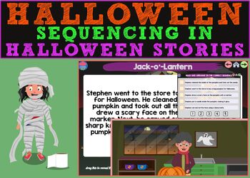 Preview of Sequencing in Halloween Stories Boom Cards