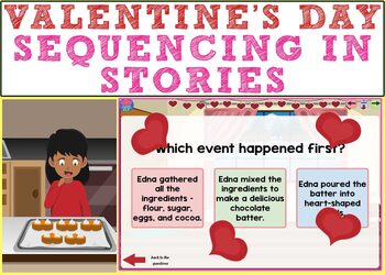 Preview of Sequencing in Valentine's Day Stories Boom Cards