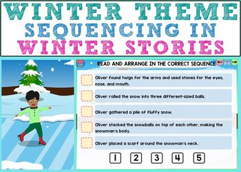 Preview of Sequencing in Winter Stories Boom Cards