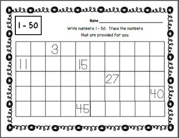 Sequential Number Writing (1-5) (1-10) (1-20) (1-30) (1-50) (0-100)