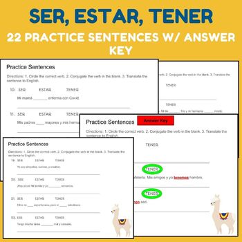 Ser Estar Tener Adjectives to Describe People Spanish Worksheet Word Sort