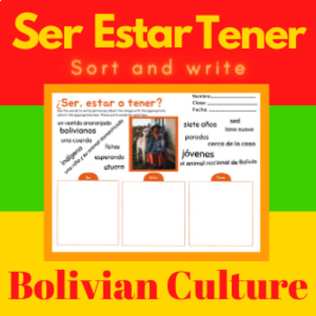 Preview of Ser Estar Tener Practice Sorting Spanish Bolivian Culture