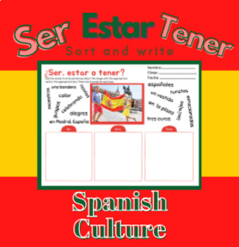 Preview of Ser Estar Tener Practice Sorting Spanish Spain Culture
