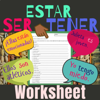 Preview of Ser Estar Tener Worksheet Game Spanish