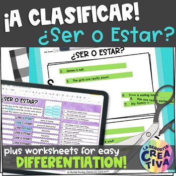 Preview of Ser and Estar Spanish Sorting Activity and Worksheets