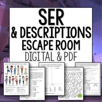 Preview of Ser and descriptions Spanish Escape Room printable and digital