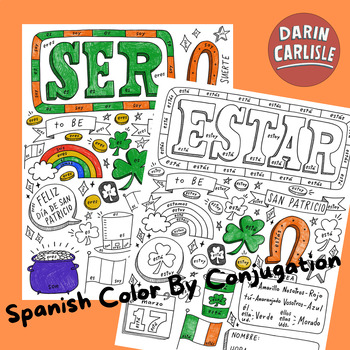 Preview of Ser & estar Saint Patrick's Day color by conjugation San Patricio