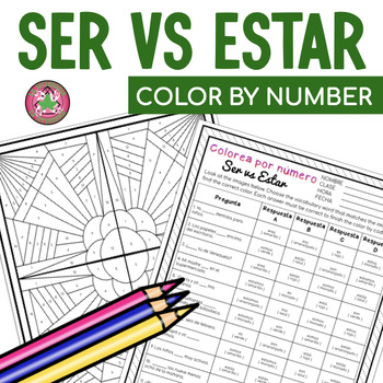Preview of Ser vs Estar Activity | Color by Number | Colorea por número