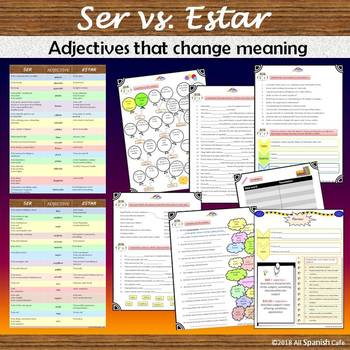 Preview of Ser vs. Estar: Adjectives that change meaning + exercises