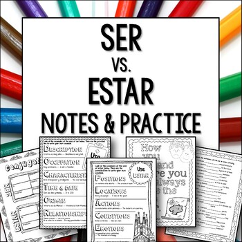 Preview of Ser vs Estar Guided Notes and worksheets for Spanish Grammar