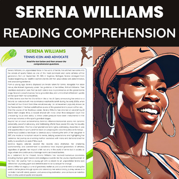 Serena Williams Biography Reading Comprehension | Tennis and Sporting ...