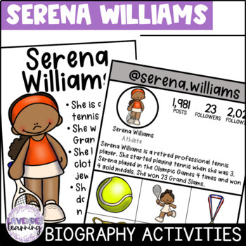 Preview of Serena Williams Biography Activities, Flip Book & Report - Black History Month