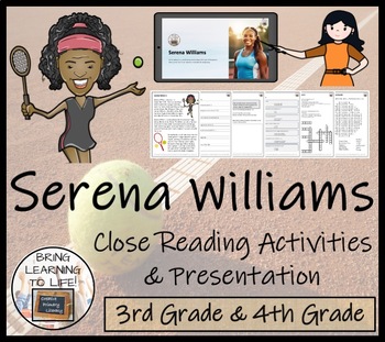 Preview of Serena Williams Close Reading Comprehension Activity | 3rd Grade & 4th Grade