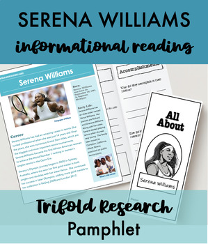 Preview of Serena Williams Research Reading Passage + Report Template- Black History Month