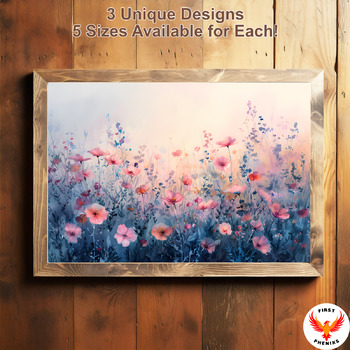 Preview of Serene Watercolor Florals Art Set Boho-Chic card Botanical Posters home Decor