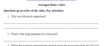 Preview of Serengeti Rules Video Questions and Answers