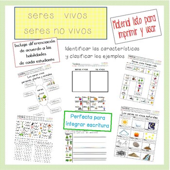 Preview of Seres vivos y Seres no vivos: living and nonliving in Spanish