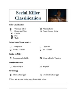 Preview of Serial Killer Classification Worksheet