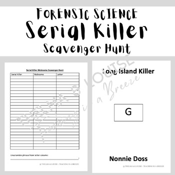 Preview of Serial Killer Scavenger Hunt