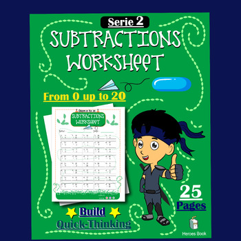 Preview of THIRD GRADE Serie 2 - Subtractions Math Worksheets from 0 up to 20  25 Pages