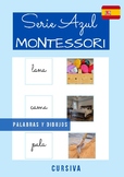 Serie Azul Montessori en Español.Tarjetas de palabras y di