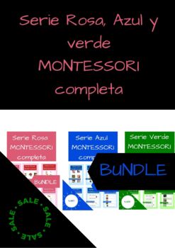 Preview of Serie Rosa, Azul y Verde Montessori completa en Español.
