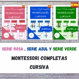 Serie Rosa, Azul y Verde Montessori completa en Español. CURSIVA