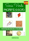 Serie Verde Montessori en Español. Tarjetas de dibujos y p