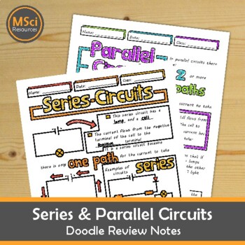 Preview of Series Parallel Electrical Circuits Doodle Sheet Visual Notes Physical Science