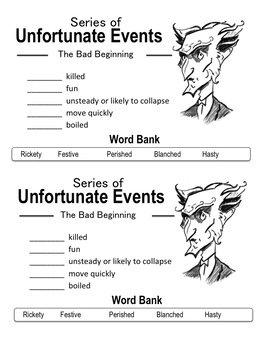 Preview of Series of Unfortunate Events (Netflix) Vocabulary Activity