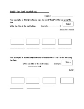 Preview of Serif/San Serif Worksheet