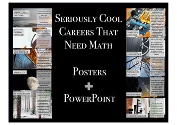 Preview of Seriously Cool Careers that Need Math Posters + Editable Powerpoint