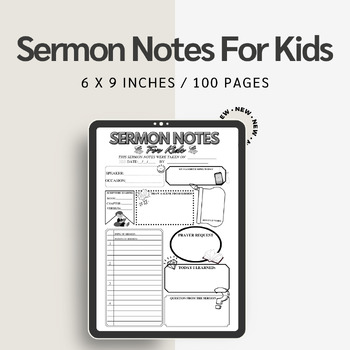 Preview of Sermon Notes For Kids / Editable Canva Template