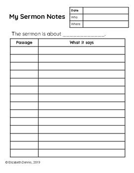 Sermon Notes Freebie! by Bring Them up in the Bible | TPT