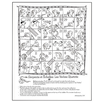 Jeu De Serpents Et Échelles Les Verbes: French Snakes And Ladders Verb Game