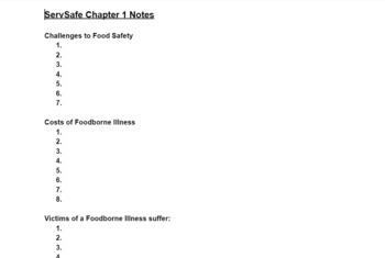 Preview of ServSafe Manager 7th Edition Chapter 1 Note Guide