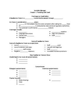 Preview of ServSafe Manager Skeleton Notes Chapter 1