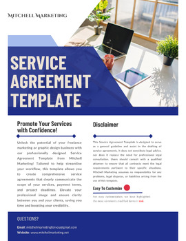 Preview of Service Agreement Canva Template for Freelancing Marketing/Design Professionals