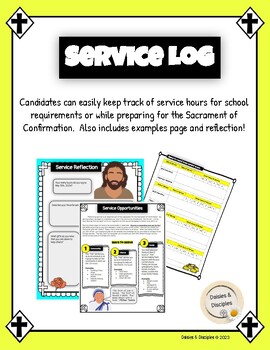 Preview of Service Hours Log with Directions, Brainstorming Worksheet and Reflection