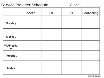 Preview of Service Provider Schedule Template