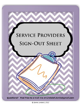 Preview of Service Provider Sign-Out Sheet
