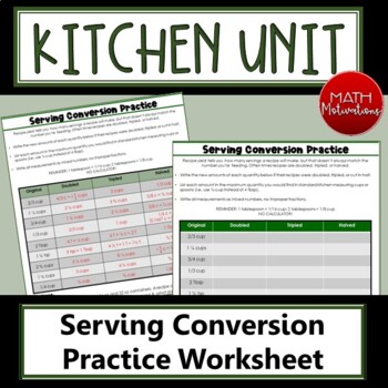 Preview of Serving Conversions Practice Worksheet