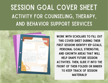 Preview of Session Goal Cover Sheet - Social Work & Counseling Activity